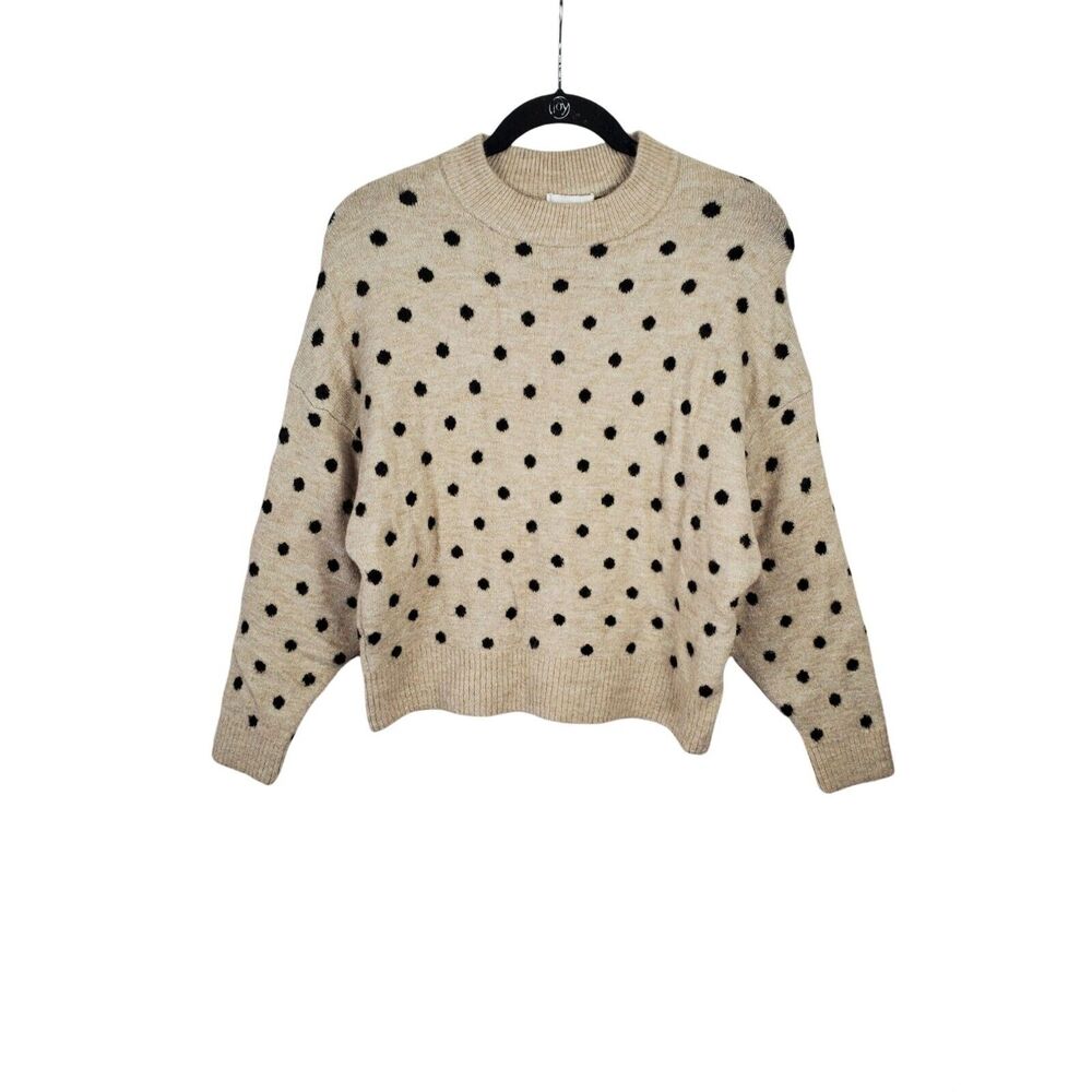 H&M Sweater Small‎ Womens Long Sleeve Pullover Polka Dot Crew Neck